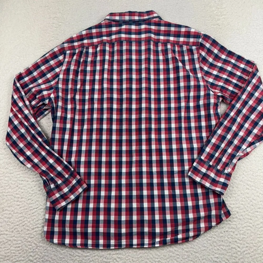 J. Crew Shirt Men's XL Slim Fit Red Plaid Long Sleeve Button Down Classic Preppy